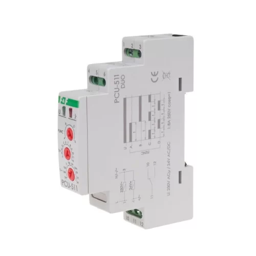 F&F PCU-511 DUO Zaman Rölesi Gecikmeli Kap.Aç.Döngüsel 230 V AC-24 V AC DC